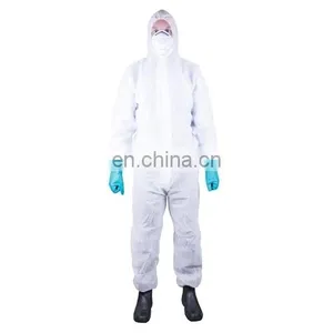 Free Sample Disposable Polypropylene Safety Coverall With Hood White thumbnail-1