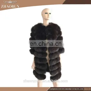 Factory Price Russian Winter Fox Fur Coat Real Long Fox Fur Parka for Lady thumbnail-1