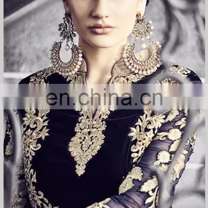 Navy Blue Colored Pure Georgette Festive Wear Salwar Suit. thumbnail-2