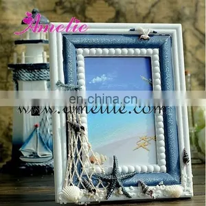 A0136 Mediterranean Style Blue Color Wholesale Wooden Picture Frames thumbnail-1