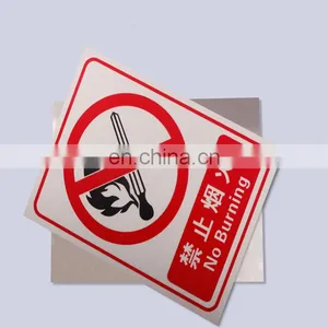 High Quality Custom Made Satinless Steel Screen Printed Recatngle Shape Metal Safty No Burning Sign thumbnail-4