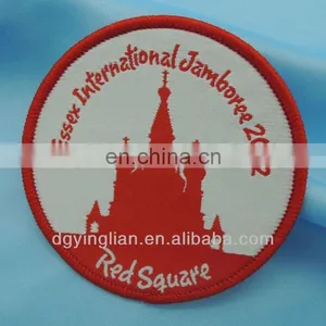 Red Castle Woven Badges,woven Patches With White Backing for Garment Labels,custom Woven Patches thumbnail-1