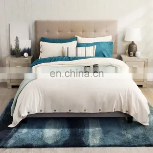 Durable 100% Cotton Antique Cream Washed Woven Bedroom Duvet Cover Set With Zipper Interior Ties thumbnail-2