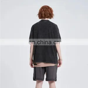 DiZNEW Custom Manufacturer Short Sleeve Black Mens Blank Acid Washed Fade T Shirt thumbnail-5