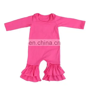 Wholesale Baby Clothes Romper Long Sleeve 100% Cotton Ruffle Baby Romper thumbnail-4