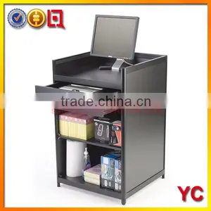 Black Laminate Cash Register Stand With Locking Drawer And Adjustable Shelf thumbnail-1