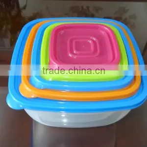 Popular 5 Pcs Set Square Plastic Food Storage Container / Food Storage Box thumbnail-3