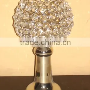 Crystal Ball Centerpiece Wedding Gold Candelabra, Gold Wedding Candle Holder thumbnail-5