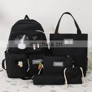 2021 New Design Nylon School Bags For Girls 5 Pcs Set Backpack Women College Backpack Waterproof Leisure Bag thumbnail-4
