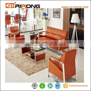 Luxury Furniture Brown Leather Reception Sofa CEO Office Sofa RR-8073 thumbnail-1