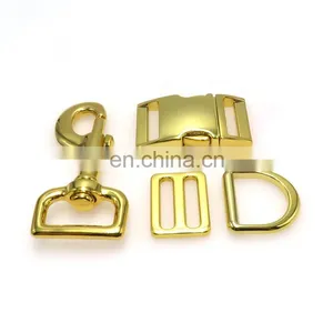 Gold Metal Zinc Alloy D Ring Adjustable Buckle Dog Hook Quick Side Release Buckle For Dog Accessories thumbnail-1