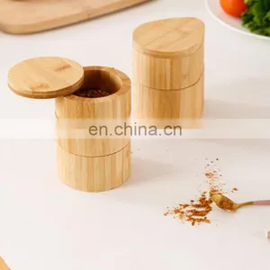 Creative Design Adjustable Kitchen Round Bamboo Spice Box Storage Organizer With Lid Pantry Organizer Kitchen & Tabletop thumbnail-5