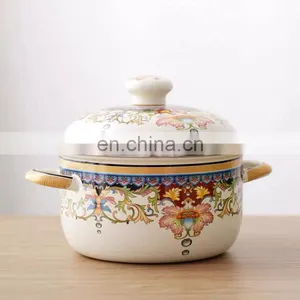 Induction Cooker Hot-Sale Wholesale Deep Shape Stewpot Cokking Enamel Pot thumbnail-1