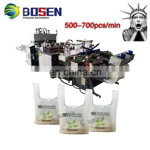 HDPE LDPE Biodegradable Garbage Cloth T-Shirt Carry Poly Nylon Polythene Shopping Plastic Bag Making Machine Price thumbnail-3