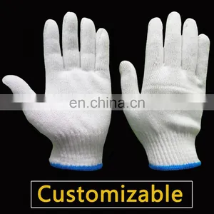 Custom Logo Industrial Grip Knit Durable Safety Labour Protection Working White Cotton Gloves For Gardening thumbnail-2