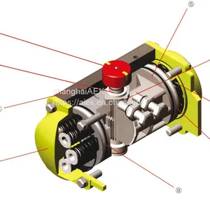 RAT125DA Aluminum Alloy Spring Return DN50 ISO Standard Double Acting Stainless Steel Pneumatic Actuator Ball Valve thumbnail-2