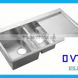 Double Bowl With Drainboard Sink STS 201A-3 thumbnail-1