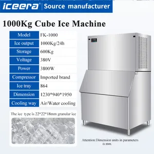 1 Ton Commercial Cube Ice Machine Food-Grade Stainless Steel | CE/ISO Certified thumbnail-1