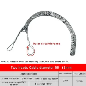 Two-Head Steel Wire Mesh Cable Pulling Grip (50–63 mm), Galvanized Steel Grip & Changyun Tech High-Strength Cable Pulling Sock thumbnail-1