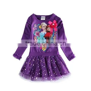 Wholesale Cheap Autumn Frozen Elsa Dress Sweet Long Sleeves Girl Dress Outlet Outlet thumbnail-1