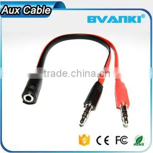New Products 2016 2 in 1 Stereo 3.5mm 2 Male to 1 Female Car Audio Aux Stereo Cable Free Samples Supplier's Choice thumbnail-2
