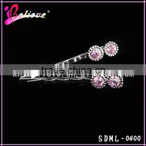 Fancy Decorative Hair Pins Wholesale Hair Accessories Pink Rhinestone Hair Pins thumbnail-3