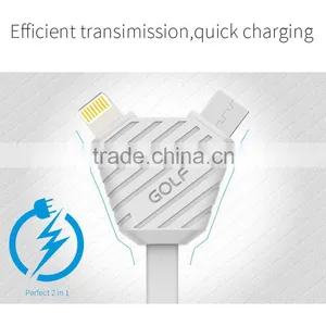 GOLF 2.1A Pineapple Series 2in1data Cable for Iphone 5/5s/6/6s/6plus 1m Quick Charge and Data Pinepple 2in1cable for Micro Phone thumbnail-5