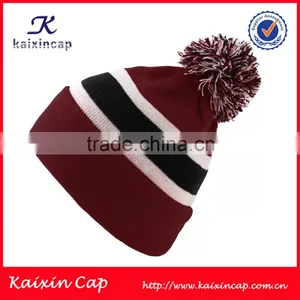 Plain Pom Pom Knitted Beanie Hat With Custom Your Design Logo thumbnail-4