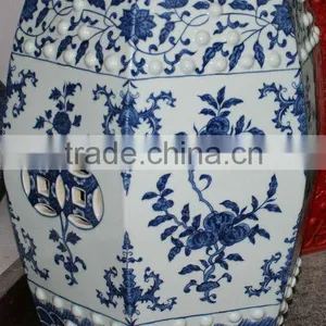 Chinese Antique Blue and White Porcelain Stool thumbnail-1