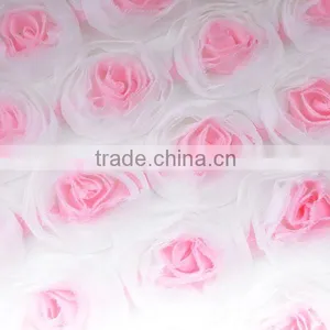 2014 Newest Design Three-dimensional Chiffon Rose Embroidery Lace Fabric Supplier's Choice thumbnail-1