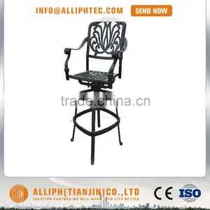 Elizabeth Cast Aluminum Powder Coated Antique Bronze Outdoor Patio Swivel Bar Stools thumbnail-2