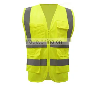 Mesh High Visibility Fluorescence Multi Pockets Uniform Work Jacket With Reflective Strips thumbnail-2