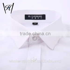 100%cotton Mens White Shirt With White Buttons Short Sleeve Slim Fit thumbnail-2