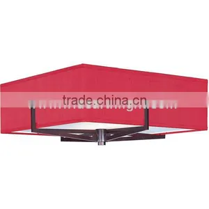 UL CUL Listed Square Shaped Red Fabric Ceiling Lamp Whit Cross Metal Base C80144 thumbnail-1