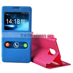 2014 New Products Ultra Thin Two Windows pu Leather Case for Samsung Galaxy Note 4 N9100, Mobile Phone Note 4 Case D0154 thumbnail-1