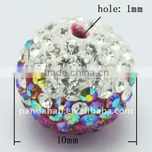 Czech Glass Shambala Rhinestone Beads, Polymer Clay, Round, Multicolor, About 10mm, Hole: 1mm(RB-Q090-15) thumbnail-1