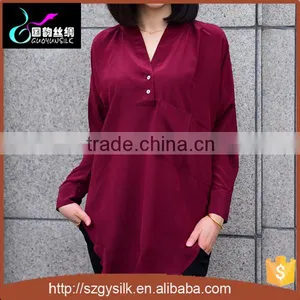 Women Long Sleeve Silk Crepe De Chine Silk Tops and Blouses thumbnail-5