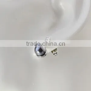 Austrian Crystal Black Pearl Stud Earrings thumbnail-6