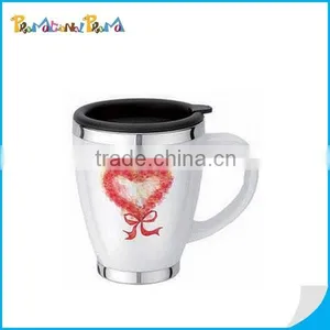 Double Wall Stainless Steel Ceramic Mug Ceramic Coffee Mug With Handle thumbnail-1