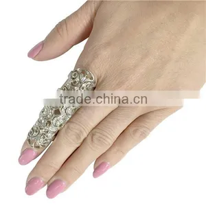 New Arrival Hollow Crystal Link Finger Ring Womens Fashion Ring Jewelry thumbnail-6