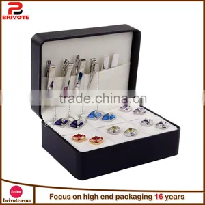 2016 Black PU Leather Cufflink Box/leather Cufflink Box thumbnail-5
