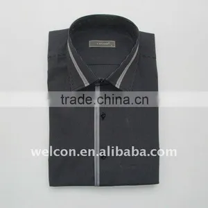 100% Cotton Long Sleeve Men's Black and White Stripe Casual Shirt thumbnail-1