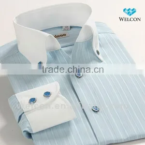 100% Cotton Stylish European Style Long Sleeve Latest Brand Design Italian High Collar Fashion Men Shirt Dress thumbnail-1