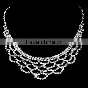 Latest Diamond Wedding Accessories Tiara Necklace Earrings Jewelry Set thumbnail-3