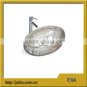 C04 Modern Ceramic Marble no Hole Basin Oval Bowl Shaped Colored Basin thumbnail-1