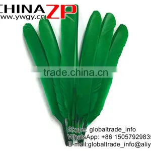 CHINAZP Factory Wholesale Plumage High Quality Bulk Dyed Kelly Green Turkey Rounds Quill Large Feather thumbnail-2