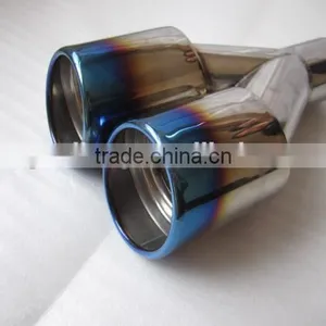 Blue Burnt Exhaust Dual Straight Tip Polished Stainless Steel thumbnail-1