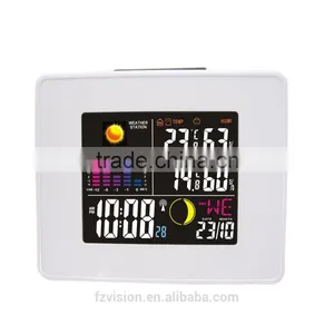 Wireless Weather Station White Alarm Clock With Backlight Indoor Outdoor Temperature Humidity Two Tramsmitters thumbnail-2