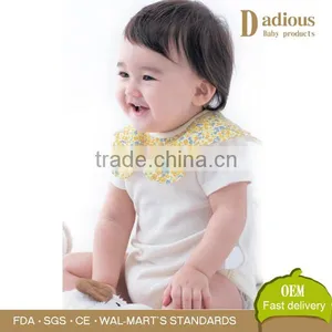 100% Cotton Infant Baby Bibs Flower Shape Decorate Waterproof Washable Cotton thumbnail-1