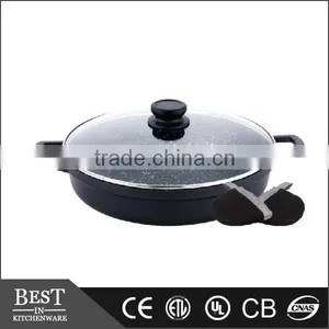 Round Shallow Cassrole With Glass Lid thumbnail-1